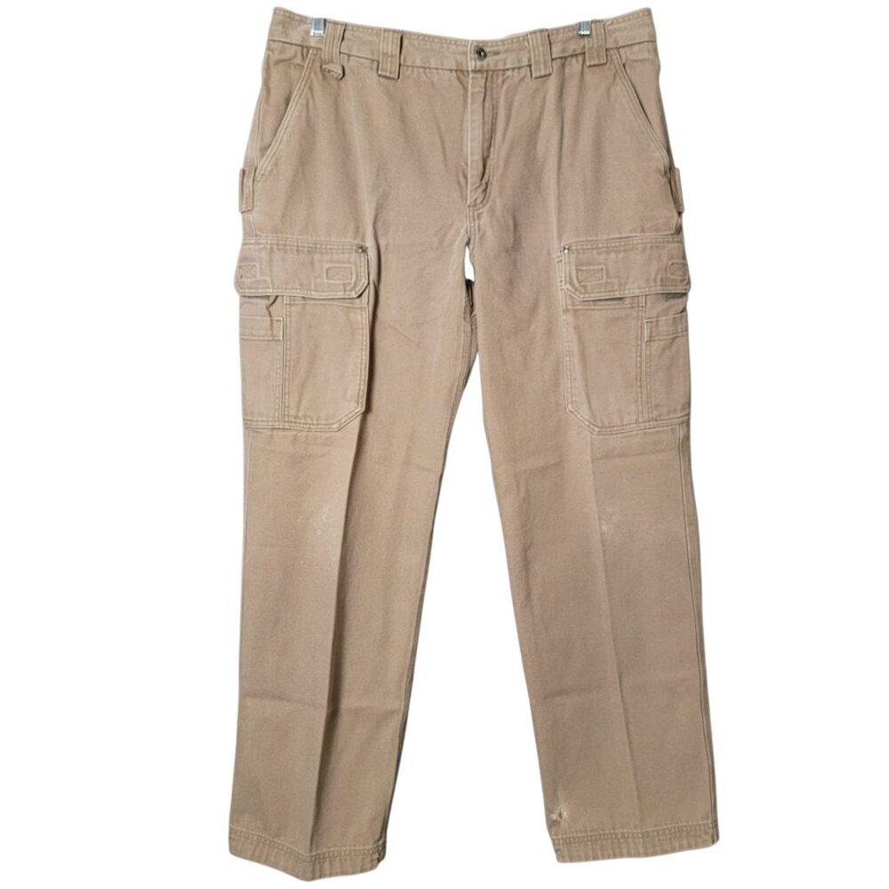 Duluth Trading Co Mens Brown Fire Hose Canvas Relaxed Fit Pants 40x34
